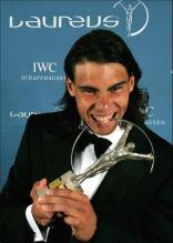 Rafael Nadal holding Laureus World Awards.jpg