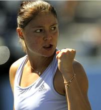 Safina celebrates a shot during her US Open 2009 first round match.JPG