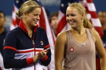 Kim Clijsters smile next to Caroline Woziacki.JPG