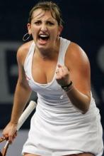 Timea Bacsinszky celebrates a point.JPG