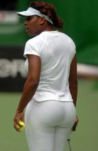 Serena Williams in tight white warm up pants.JPG