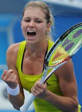 Maria Kirilenko celebrating a win at the 2010 Australian Open.JPG