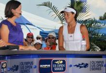 Ana Ivanovic is interviewed after a win in Cincinnati 2010.JPG