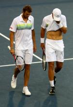 Mardy Fish and his doubles partner Mark Knowles at the 2010 US Open.JPG