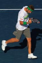 Mardy Fish celebrates after winning a point at the 2010 US Open.JPG