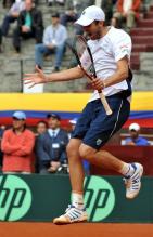 Mardy Fish leaps in the air in celebration after winning a Davis Cup match.JPG