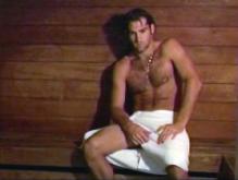 Robby Ginepri shirtless with only towel on.jpg