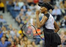 Venus Williams celebrates her first round victory at the 2011 US Open.JPG
