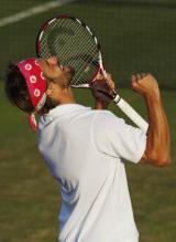 Arnaud Clement celebrates a Wimbledon 2008 win.jpg