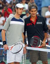Andy Murray takes a picture with Roger Federer before their 2008 US Open finals match.jpg